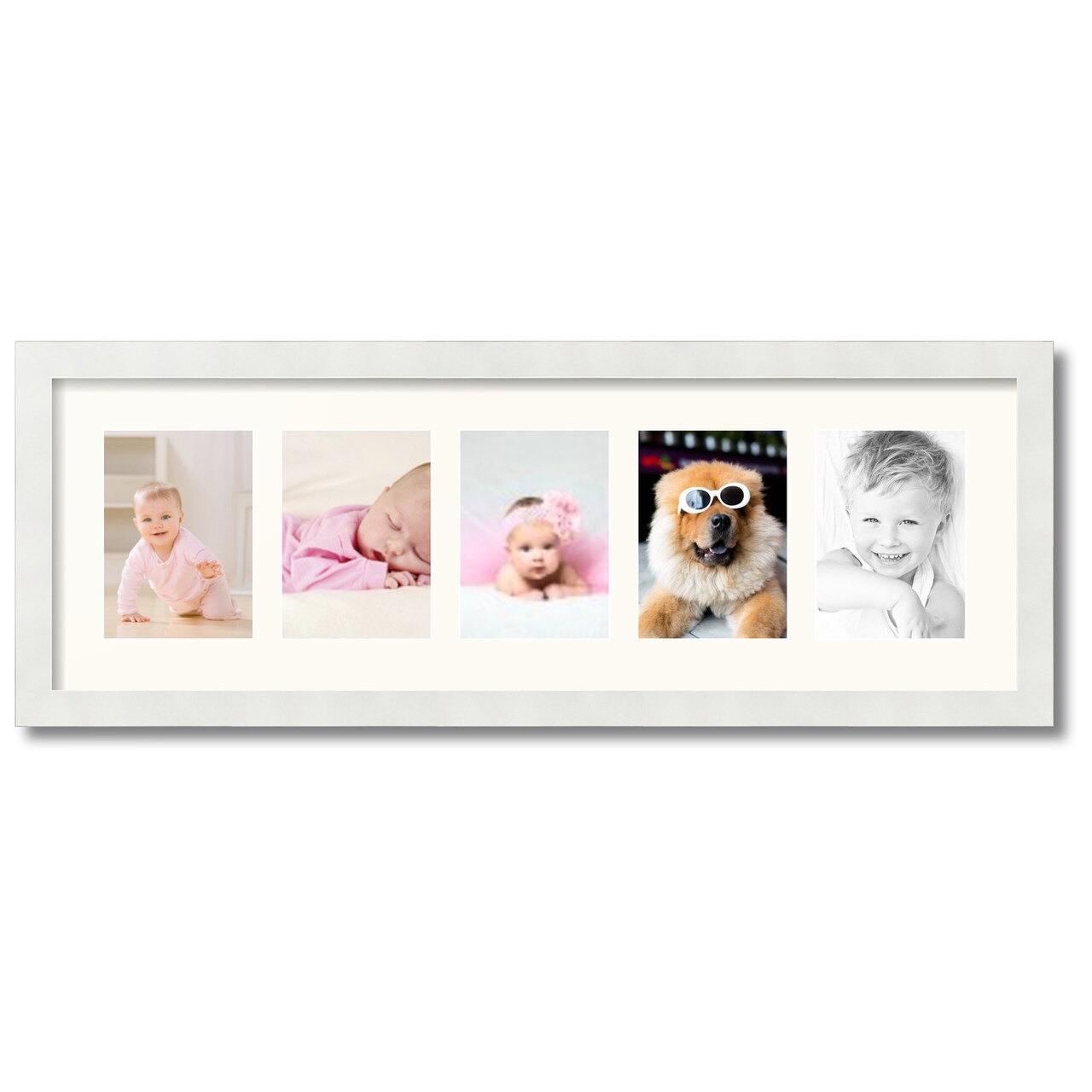 ArtToFrames Collage Photo Picture Frame with 5 - 5x7 inch Openings, Framed in White with Over 62 Mat Color Options and Plexi Glass (CSM-3966-152)